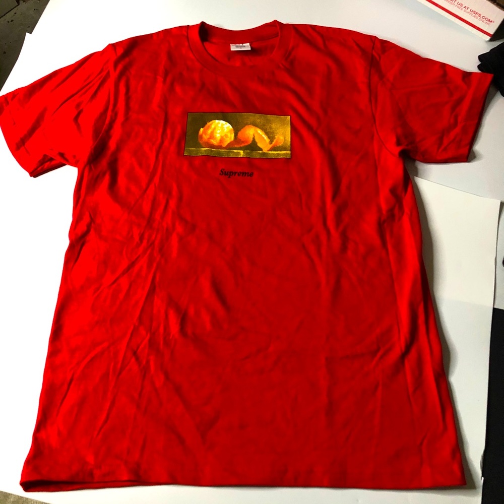Supreme Mens Medium Size Orange Peel Red T-Shirt